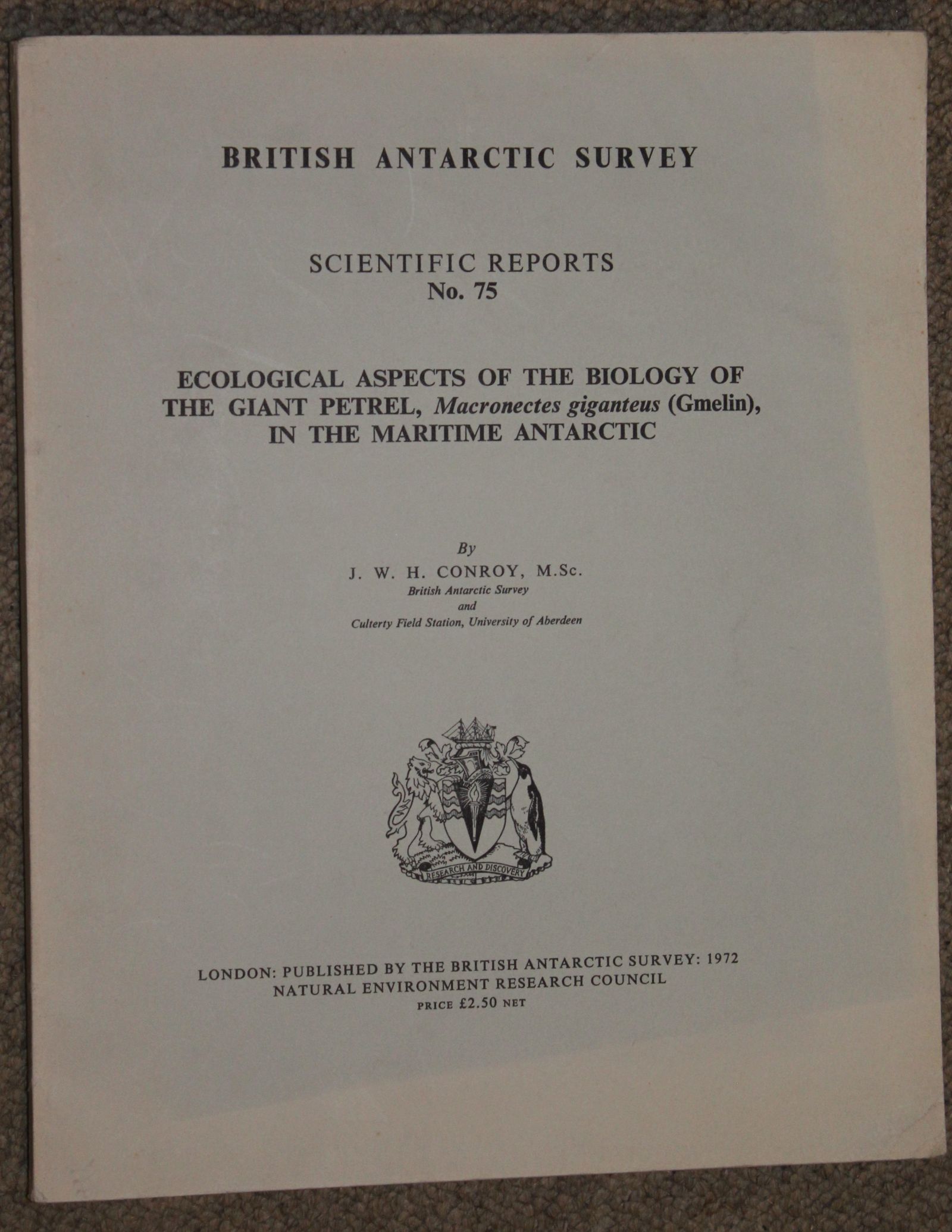 Image for Ecological Aspects of the Biology of the Giant Petrel.in the Maritime Antarctic.