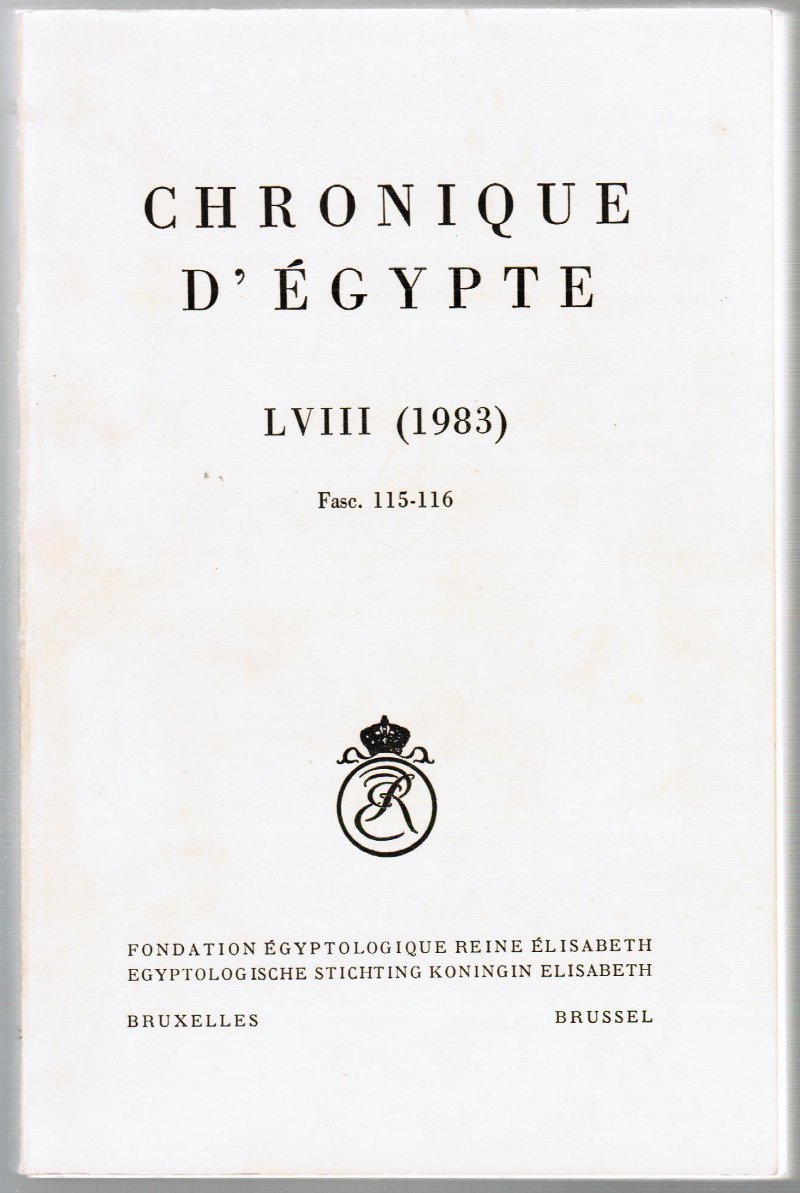 Image for Chronique D'Egypte: Tome LVIII, Fasc. 115-116
