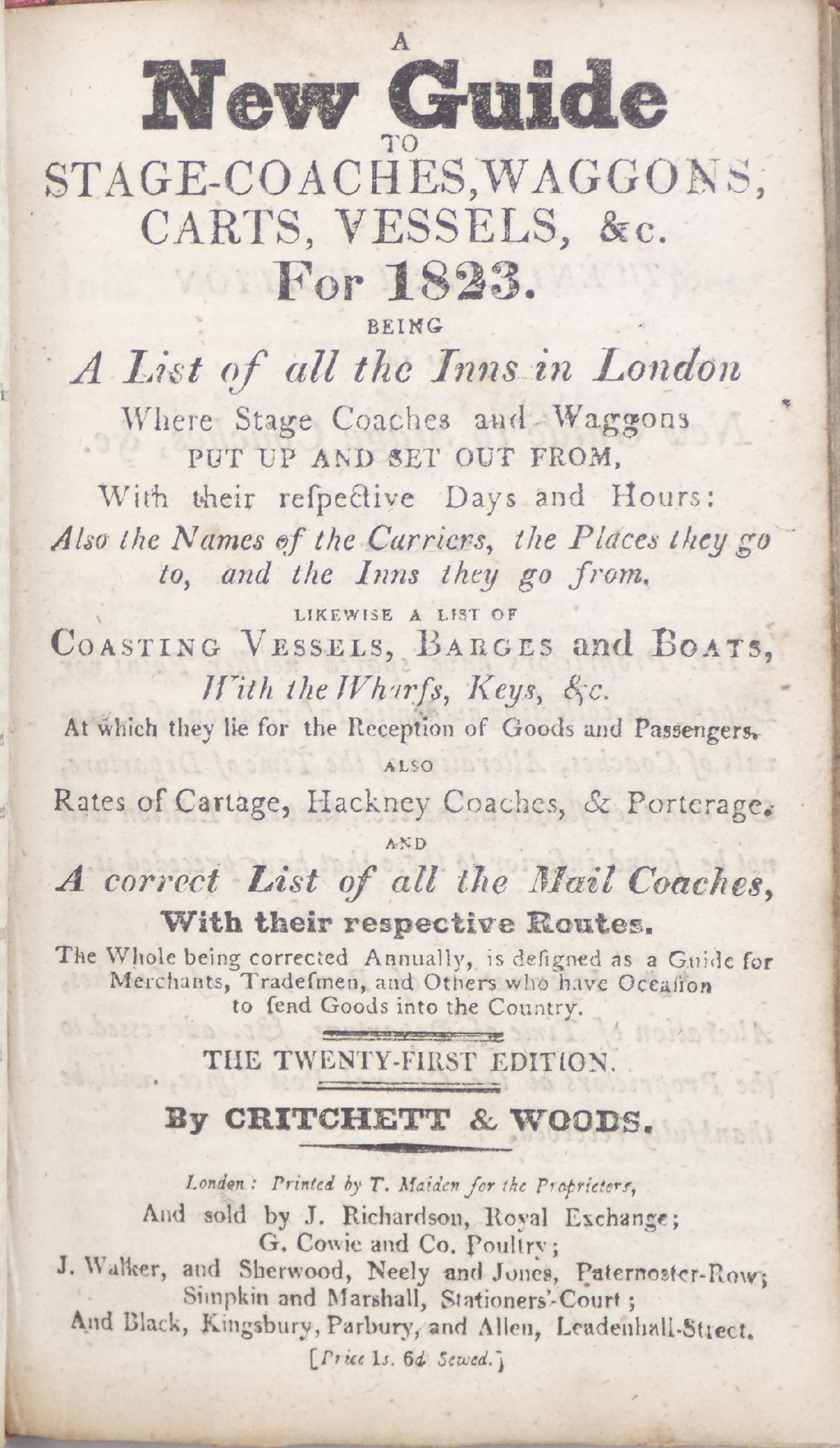 The Post Office London Directory for 1823. Being a List of 20,000 ...