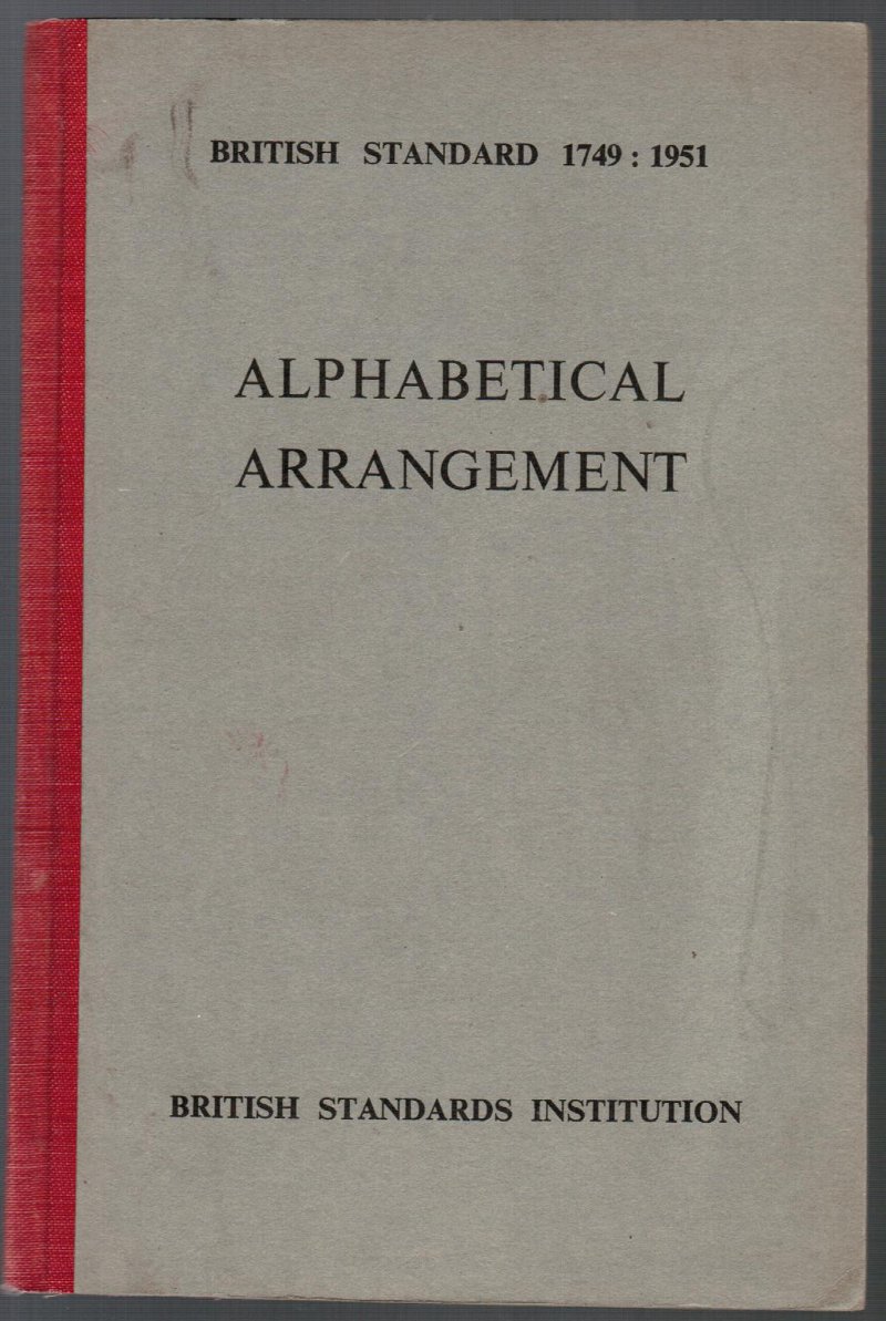 Image for British Standard Alphabetical Arrangement (British Standards 1749)
